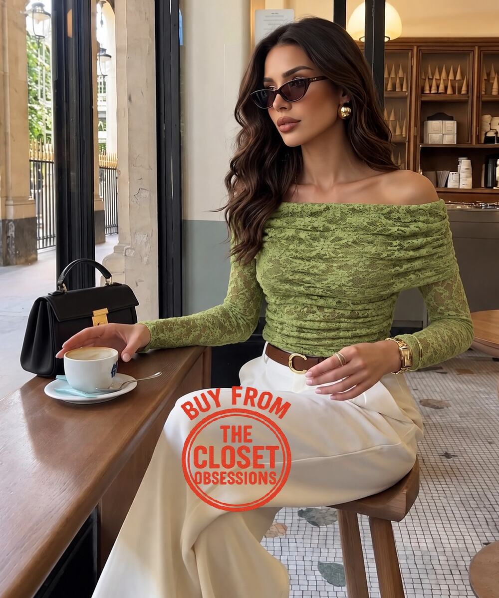 Zara NWT Pistachio Green Off Shoulder Lace Mesh Top M